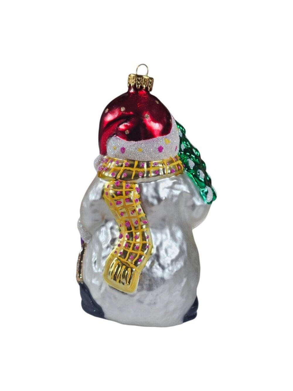 Hand Blown Glass Snowman Christmas Ornament 2003 Vintage Glitter Hat Tree - Picture 6 of 6
